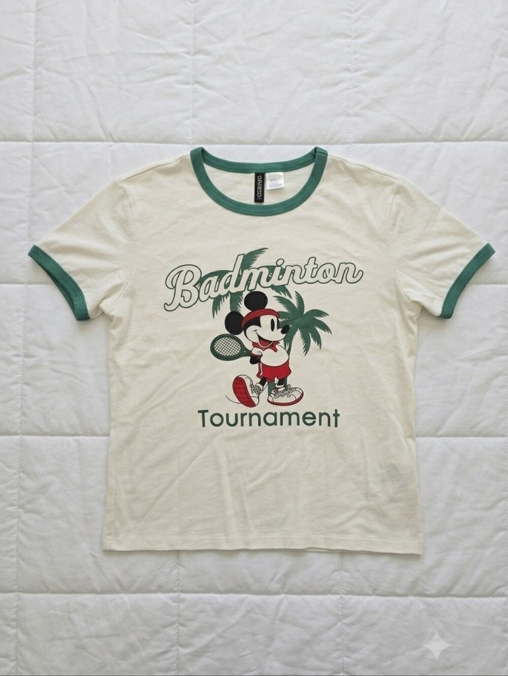 Mickey Mouse Badminton Tournament Graphic Ringer Tee - Size M